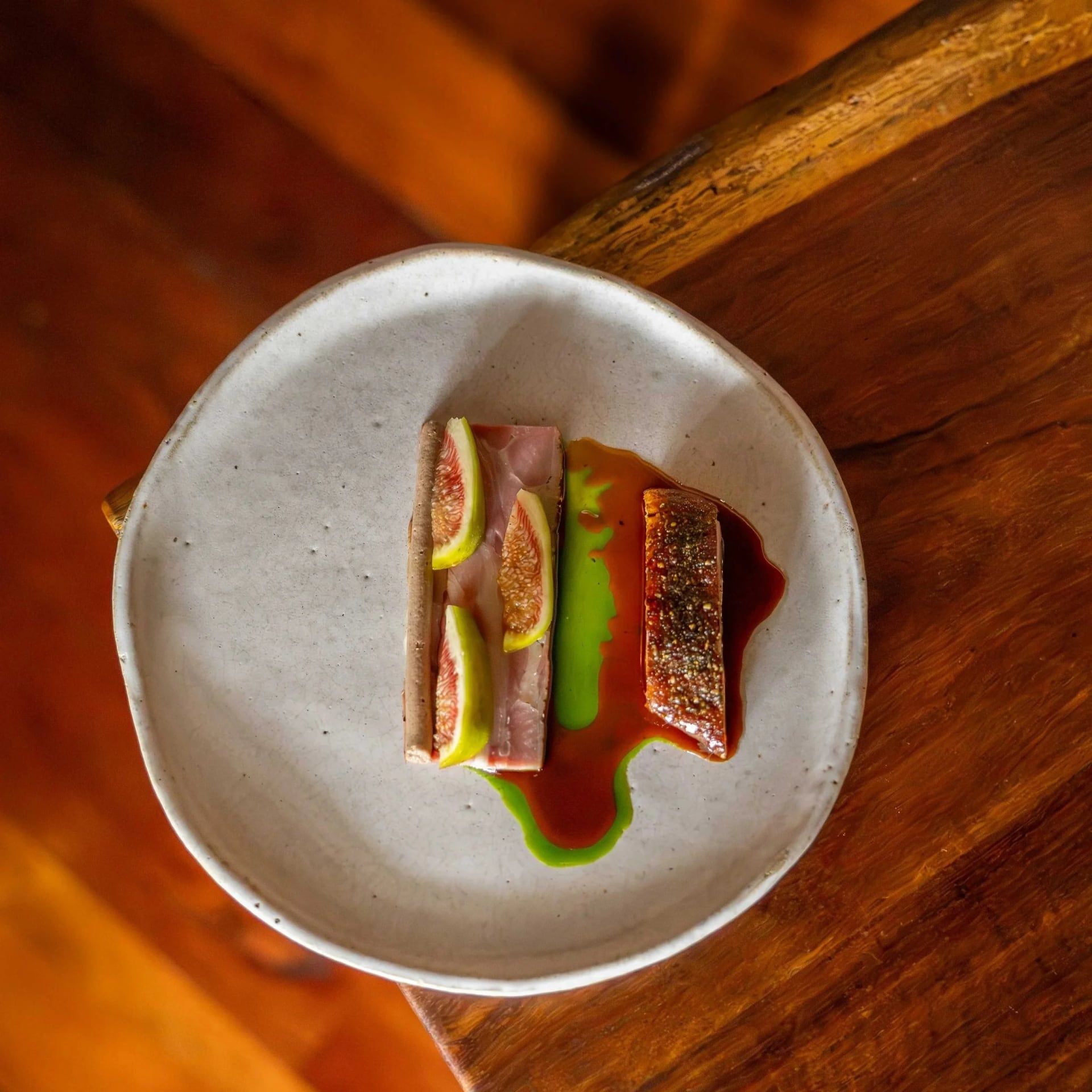 A plated course from the EXP. tasting menu